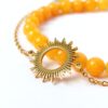 Pulseras en dúo Piedra Calcita y Sol acero Energía del Sol - Imagen 2
