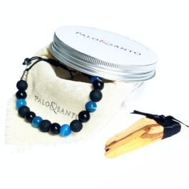 Pulsera triple protección; ágata, lava y onix