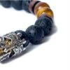Pulsera piedra natural ojo de tigre y lava con charm cráneo medieval en plata 925 - Imagen 2