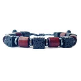 Pulsera piedra natural hematita, lava y sándalo