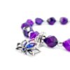 Pulsera con piedra natural ágata y charm flor de lotto en plata 925 y turmalina - Imagen 2