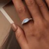 Anillo Ojo Plata Esterlina Chapada en Oro Blanco - Imagen 2