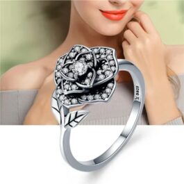 Anillo Rosa Zirconia Plata 925 Regulable