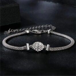 Pulsera Plata Trensada y Moissanita