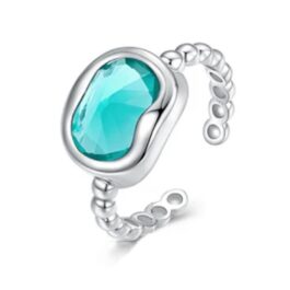 Anillo Plata Esterlina y Cristal Azul