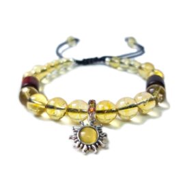 Pulsera con piedra natural Citrino y charm Sol en Plata 925