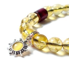 Pulsera con piedra natural Citrino y charm Sol en Plata 925