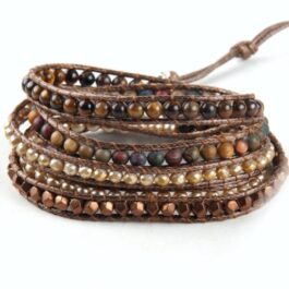 Pulsera Ojo de Tigre y Jaspe Paisaje 5 vueltas | Energía y Protección