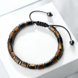 Pulsera de Ojo de Tigre y Hematita Ajustable