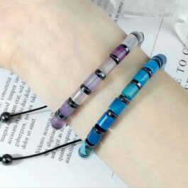 Pulsera de Ágata Azul y Hematita Ajustable