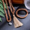 Japamala de Rudraksha 108 cuentas autenticas de 5 gajos + Pulsera