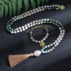 Japamala 108 cuentas + Pulsera, Jade Blanco, Jaspe Imperial, Turquesa Africana | Valentía - Evolución - Imagen 2
