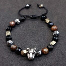 Pulsera Jaguar Pirita, Ónix, Turmalina Negra, Broncita y Hematita | Protección Riqueza