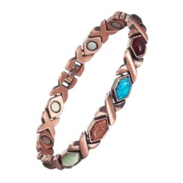 Pulsera Cobre Magnética y Piedras | Energía Sanación