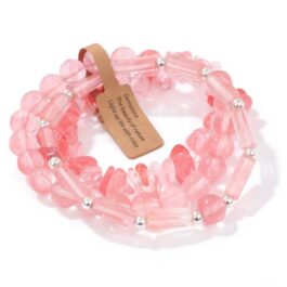 Pulsera Cuarzo Rosa 3 piezas | Amor