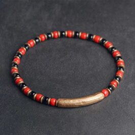 Pulsera Cobre y Cuentas de Cristal Artesanal