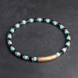 Pulsera Cobre y Cuentas de Cristal Artesanal