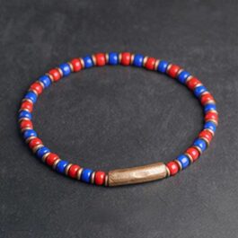Pulsera Cobre y Cuentas de Cristal Artesanal
