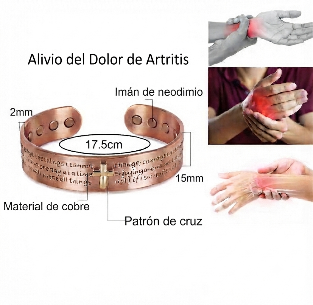 Pulsera Cobre Cruz con Imanes | Energía Sanación - Imagen 2
