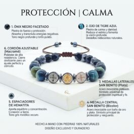 Pulsera Amuleto Protección | San Benito Ónix Ojo de Tigre