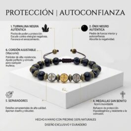 Pulsera Amuleto Protección | San Benito Ónix Turmalina
