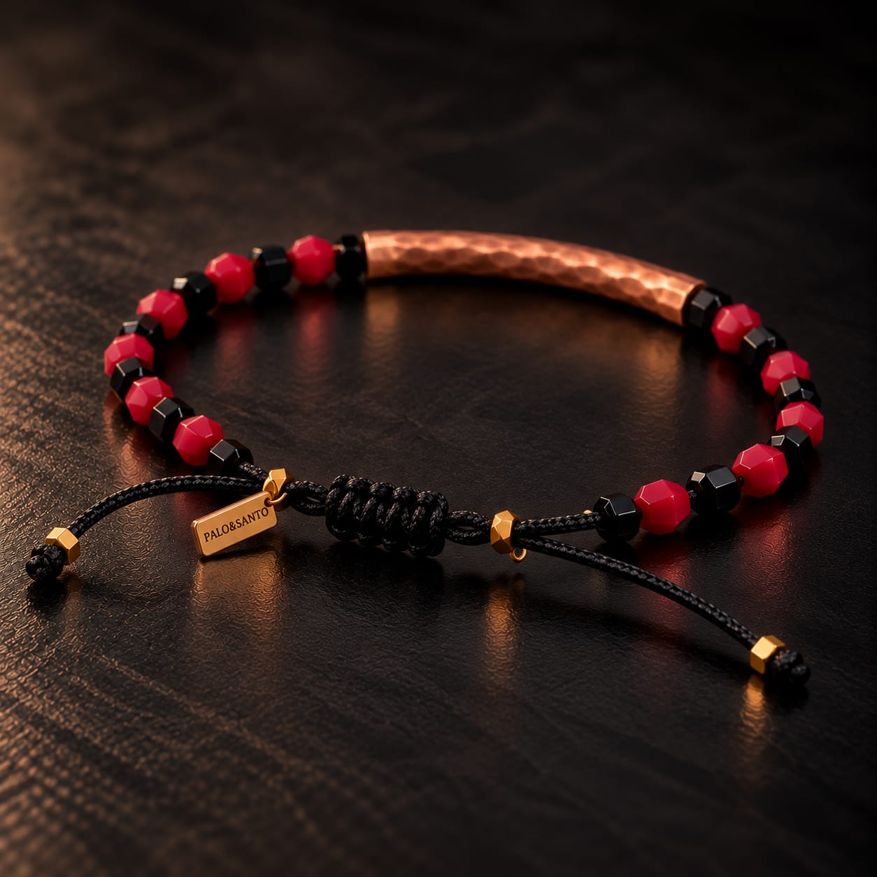 Pulsera Cobre | Ónix & Coral Rojo - Imagen 2