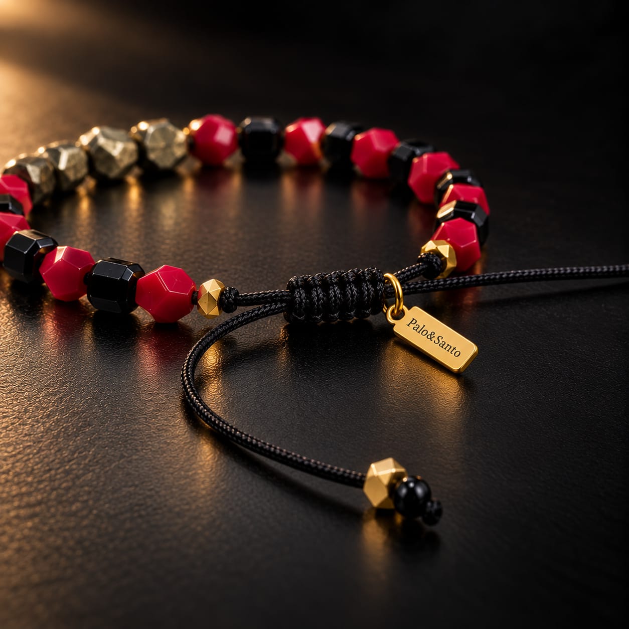 Pulsera Pirita | Coral Rojo & Ónix - Imagen 2